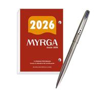 MYRGA - Taco Sobremesa Calendario 2026 Nº 2 Español + Bolígrafo INOXCROM B77 Cromado