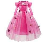 MYRISAM Disfraz Cenicienta Niña Princesa Manga Larga Cinderella Dress Traje de Carnaval Halloween Navidad Fiesta Cumpleaños Aniversario Cosplay Mariposa Costume 9-10 años