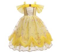 MYRISAM Disfraz de Carnaval Vestidos de Princesa Belle para Niñas Traje de Halloween Navidad Cumpleaños Fiesta Ceremonia Aniversario Cosplay Bella y Bestia Costume 4-5 años