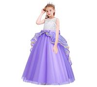 MYRISAM Princesa Vestido de Unicornio para Niñas Chicas Disfraz de Halloween Cumpleaños de Boda Carnaval de Fiesta de Cosplay Navidad Comunión Flor Vestidos de Baile Fotografía Morado 10-11