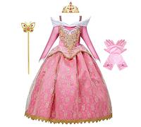 MYRISAM Vestidos de Princesa Aurora para Niñas Disfraz de Carnaval Bella Durmiente Traje de Halloween Navidad Cumpleaños Fiesta Ceremonia Aniversario Cosplay Vestir con Accesorios 3-4 años