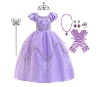 MYRISAM Vestidos de Princesa Sofia para Niñas Disfraz de Carnaval Rapunzel Traje de Halloween Navidad Cumpleaños Fiesta Ceremonia Aniversario Cosplay Vestir con Accesorios 5-6 años