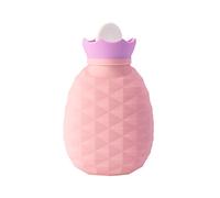 MyrRhe Calentador de Manos de Silicona en Forma de Piña: Bolsa de Agua Caliente para el Invierno, Color Rosa