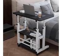 MYRTFK Mesa Auxiliar Sala con Ruedas, Mesa Auxiliar en Forma de C de Altura Ajustable, Bandeja para sofá, portátil, Escritorio para Sala de Estar y Dormitorio(Black)