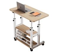 MYRTFK Mesa Auxiliar Sala con Ruedas, Mesa Auxiliar en Forma de C de Altura Ajustable, Bandeja para sofá, portátil, Escritorio para Sala de Estar y Dormitorio(Natural)