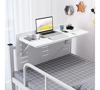 MYRTFK Mesa Plegable de Pared, mesita de Noche Flotante de Madera Maciza y Banco de Trabajo, Bandeja Auxiliar para Cama, Ideal para Espacios pequeños, literas y literas Superiores(White,80x30x35cm)