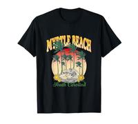 Myrtle Beach Carolina del Sur Atardecer Palmera Retro Beach Camiseta