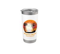 Myrtle Beach Carolina del Sur Vintage Sunset Retro Vacaciones Vaso térmico de acero inoxidable de doble pared