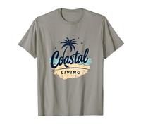 Myrtle Beach Coastal Living Palm Tree Beach Vacaciones Camiseta, Hombre, Pizarra, XXL