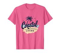 Myrtle Beach Coastal Living Palm Tree Beach Vacaciones Camiseta, Hombre, Rosa Jaspeado, S