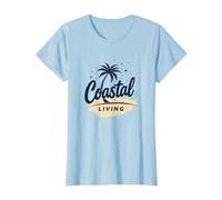 Myrtle Beach Coastal Living Palm Tree Beach Vacaciones Camiseta, Mujer, Azul Bebé, 3XL