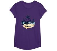 Myrtle Beach Coastal Living Palm Tree Beach Vacaciones Camiseta, Niñas, Morado, XS