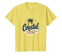 Myrtle Beach Coastal Living Palm Tree Beach Vacaciones Camiseta, Niños, Limón, 10 años