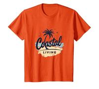 Myrtle Beach Coastal Living Palm Tree Beach Vacaciones Camiseta, Niños, Naranja, 3 años
