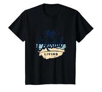 Myrtle Beach Coastal Living Palm Tree Beach Vacaciones Camiseta, Niños, Negro, 4 años
