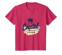 Myrtle Beach Coastal Living Palm Tree Beach Vacaciones Camiseta, Niños, Rojo Jaspeado, 3 años