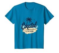 Myrtle Beach Coastal Living Palm Tree Beach Vacaciones Camiseta, Niños, Zafiro, 8 años