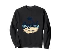 Myrtle Beach Coastal Living Palm Tree Beach Vacaciones Sudadera, Unisex para Adultos, Negro, L