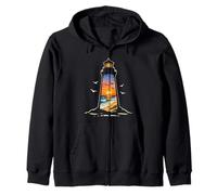 Myrtle Beach Faro Puesta del Sol Silueta Verano Sudadera con Capucha