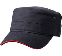 Myrtle Beach Gorra sándwich de estilo militar hecha de lona de algodón duradera (negro/rojo)