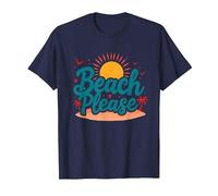 Myrtle Beach por Favor Vacaciones Verano Diversión Arte Costero Camiseta, Hombre, Azul Marino, S