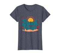 Myrtle Beach por Favor Vacaciones Verano Diversión Arte Costero Camiseta, Mujer, Azul Jaspeado, XS