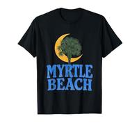 Myrtle Beach South Carolina SC Luna Creciente Palmera Retro Camiseta
