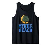 Myrtle Beach South Carolina SC Luna Creciente Palmera Retro Camiseta sin Mangas
