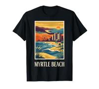 Myrtle Beach South Carolina Vintage Diseño de Viaje costero Camiseta