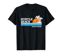 Myrtle Beach USA Tropical Vacaciones Vintage 80s Estilo Atardecer Camiseta