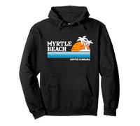 Myrtle Beach USA Tropical Vacaciones Vintage 80s Estilo Atardecer Sudadera con Capucha