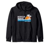 Myrtle Beach USA Tropical Vacaciones Vintage 80s Estilo Atardecer Sudadera con Capucha