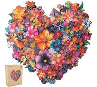 Mys Aurora Rompecabezas de madera con forma de corazón, 200 piezas de lujo para adultos y niños, juego familiar, tamaño mediano de 11.2 x 10.8 pulgadas