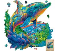 MYS Aurora Wooden Puzzles Dolphin Jigsaw Puzzles 900 Pieces Unique Shaped Wooden Puzzles for Adults and Kids Family Game 23.3x22.5 Inch