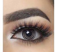 Mysa Lens® Lente de contacto de color fantasía Crazy Lens Cosplay ojos espiral negra y blanca/Black & White Spiral + solución para lente 10 ml + funda incluye - 12 meses sin Correction