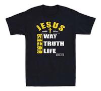 Myseek Jesus The Way The Truth and The Life John 146 Funny Quotes Vintage Men's T-Shirt Size XXL