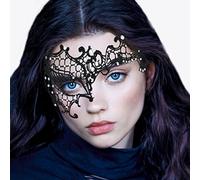 MYSEUNI Black Masquerade Mask for Women - Half Face Lace Mask - Phantom of the Opera Venetian Masks for Mascarade Ball Halloween Party Mardi Gras Masks Accessory