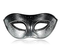 MYSEUNI Máscara veneciana plateada para hombre, máscara retro de carnaval, diadema ajustable para Halloween, Mardi Gras, bailes de disfraces y noches venecianas