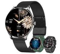 MYSHUN Reloj Inteligente Mujer con Llamadas, 1,46 Pulgada Smartwatc Hombre Deportivo con Podometro Pulsometro SpO2 Sueño Presion Arterial Actividad 5ATM Reloj Digital para iOS Android (Negro)