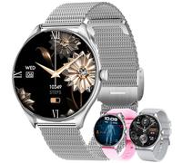 MYSHUN Reloj Inteligente Mujer con Llamadas, 1,46 Pulgada Smartwatc Hombre Deportivo con Podometro Pulsometro SpO2 Sueño Presion Arterial Actividad 5ATM Reloj Digital para iOS Android (Plateado)