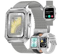 MYSHUN Reloj Inteligente Mujer con Llamadas, 1,59 Pulgada Smartwatch Deportivo con Diamond Podometro Pulsometro SpO2 Sueño Presion Arterial Actividad 5ATM Reloj Digital para iOS Android (Plata)