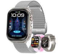 MYSHUN Reloj Inteligente Mujer con Llamadas, 2,01 Pulgada Smartwatch Hombre Deportivo con Podometro Pulsometro SpO2 Sueño Presion Arterial Actividad 1ATM Reloj Digital para iOS Android (Plateado)