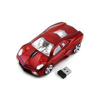 MySixKeen Ratón óptico inalámbrico para Juegos de 2,4 GHz, Forma de Coche Deportivo, Ratones inalámbricos, 3 Botones, ratón dpi 1600 para PC, Ordenador portátil (Rojo)