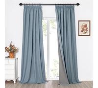 MYSKY HOME Cortinas opacas largas con cinta fruncida, cortinas opacas largas con aislamiento térmico, juego de 2 unidades, opacas, pasajes, revestimiento, protección solar para dormitorio, 260 x 140