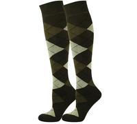 Mysocks Calcetines altos hasta la rodilla para hombre, 2 pares de líneas negras de color marrón crema, 8-11