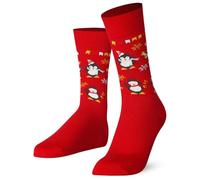 Mysocks Calcetines de Navidad Unisex Pinguino festivo Rojo