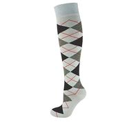 Mysocks Calcetines Unisex Hasta La Rodilla Argyle Ceniza antracita blanca