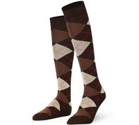 Mysocks Calcetines Unisex Hasta La Rodilla Argyle marrón crema línea roja