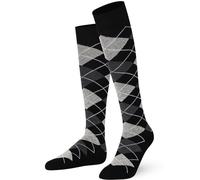 Mysocks Calcetines Unisex Hasta La Rodilla Argyle negro Antracita oscura Linea blanca