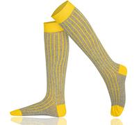 Mysocks Medias hasta la rodilla unisex acanaladas Amarillo ceniza